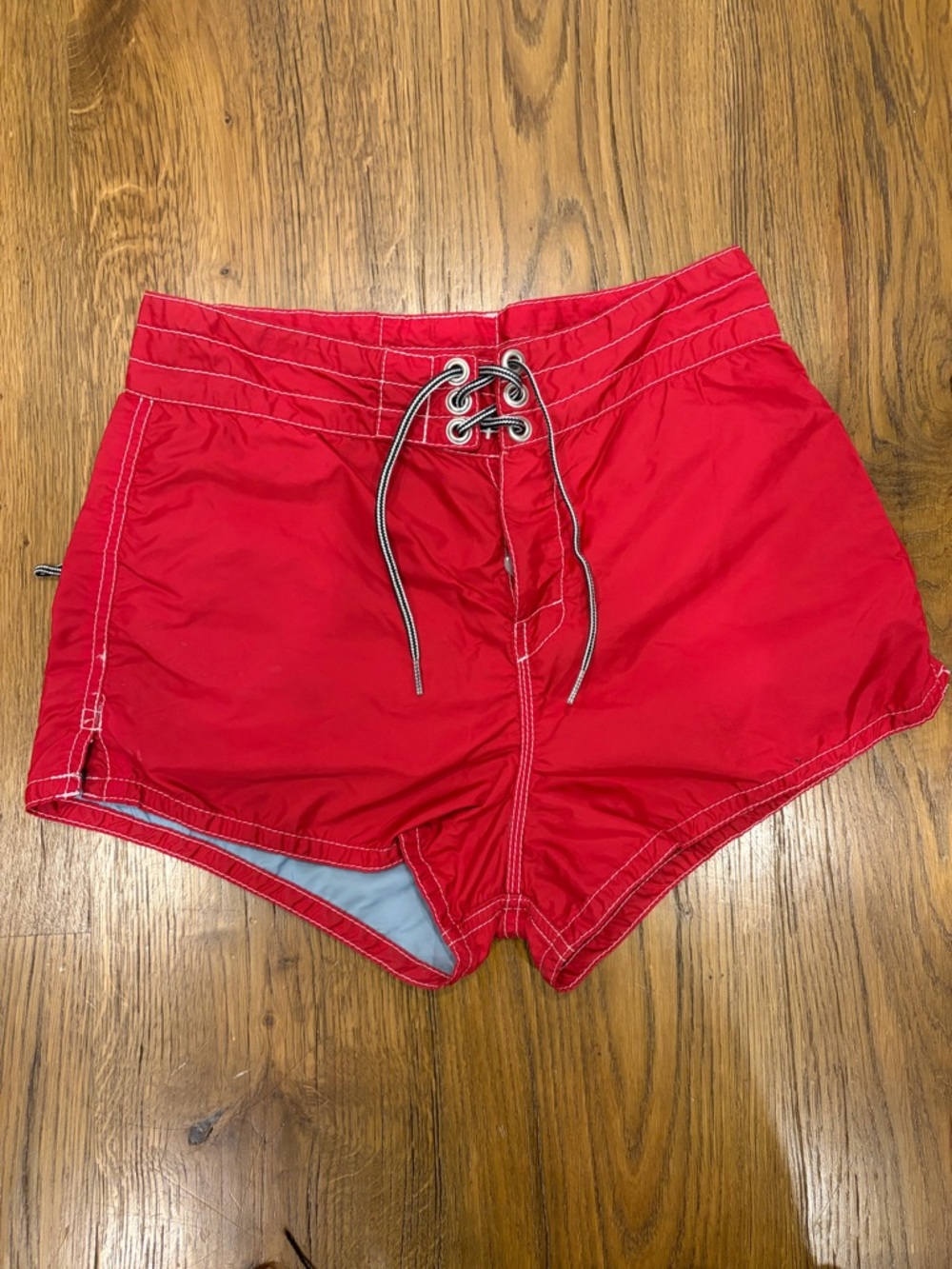 Birdwell Red Lace-Up Athletic Swim Shorts